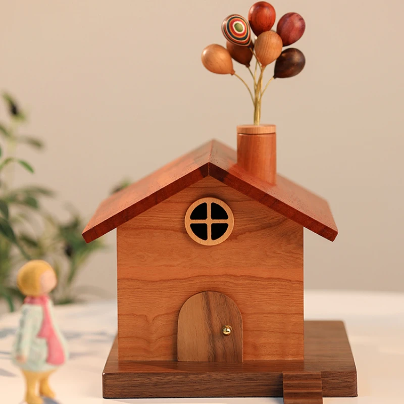 

Small Wooden House Savings Tank Solid Wood Home Decoration Girl Gift