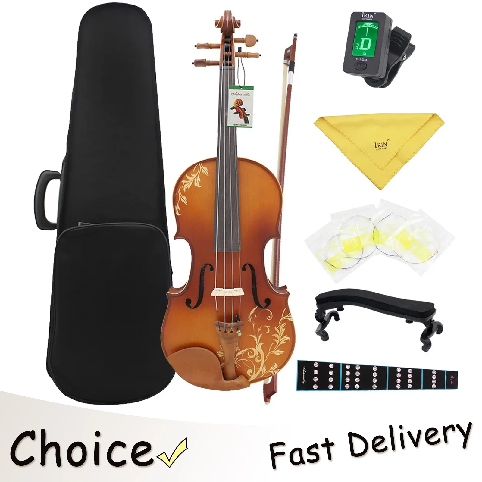 

Astonvilla 4/4 скрипка акустическая скрипка скрипка из цельного дерева AV-608 с футляром струны для смычка подплечник тюнер аксессуары для скрипки