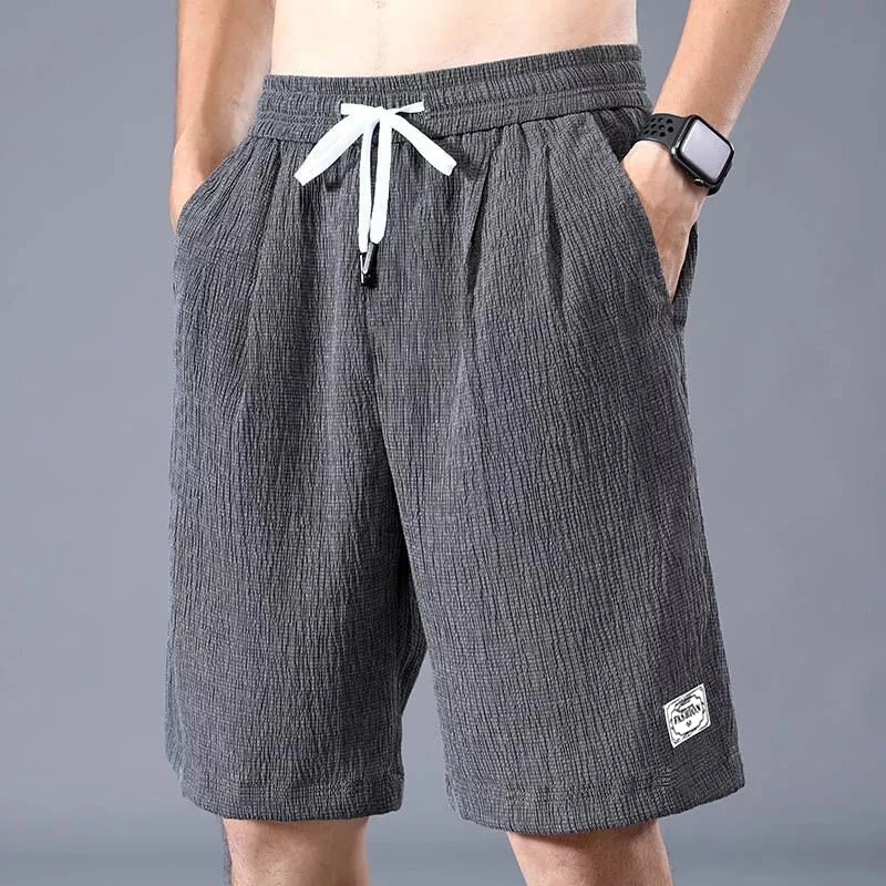 Lce Silk Shorts Men\'s Thin Sports Cropped Pants Loose Straight Leg Cool Breathable New Fashion Trend Casual XL-XXXL