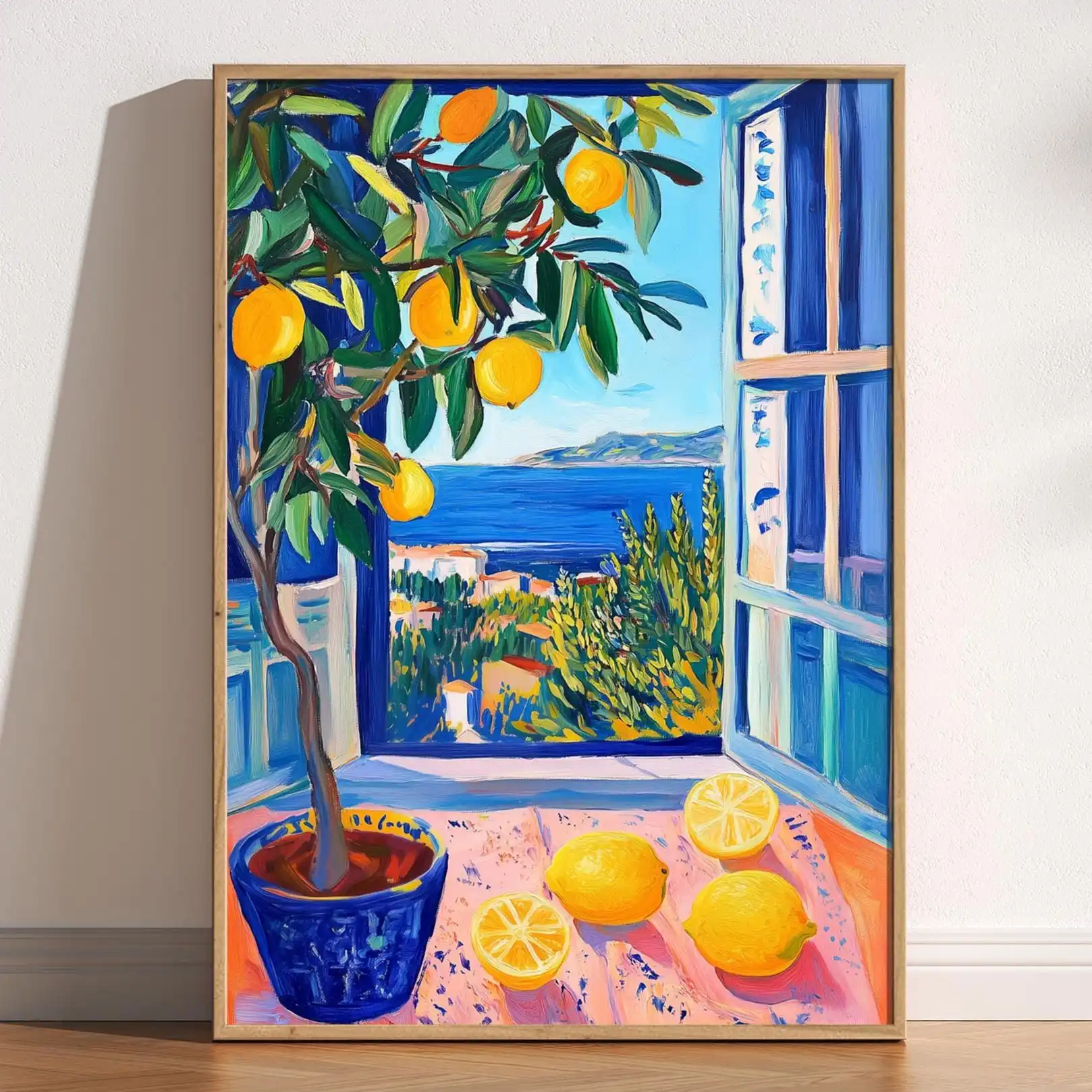 Henri Matisse Mediterranean Open Window Series Canvas Wall Art, Unframed Sea Orange Tree Coastal View for Living Room tions