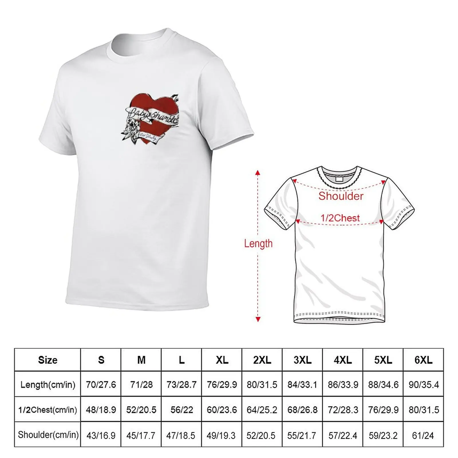 Babyshambles ، بيت دوهرتي ، تصميم وشم القلب تي شيرت رجل تي شيرت القطن عالية الجودة تي شيرت للرجل حزمة القطن تي شيرت #5