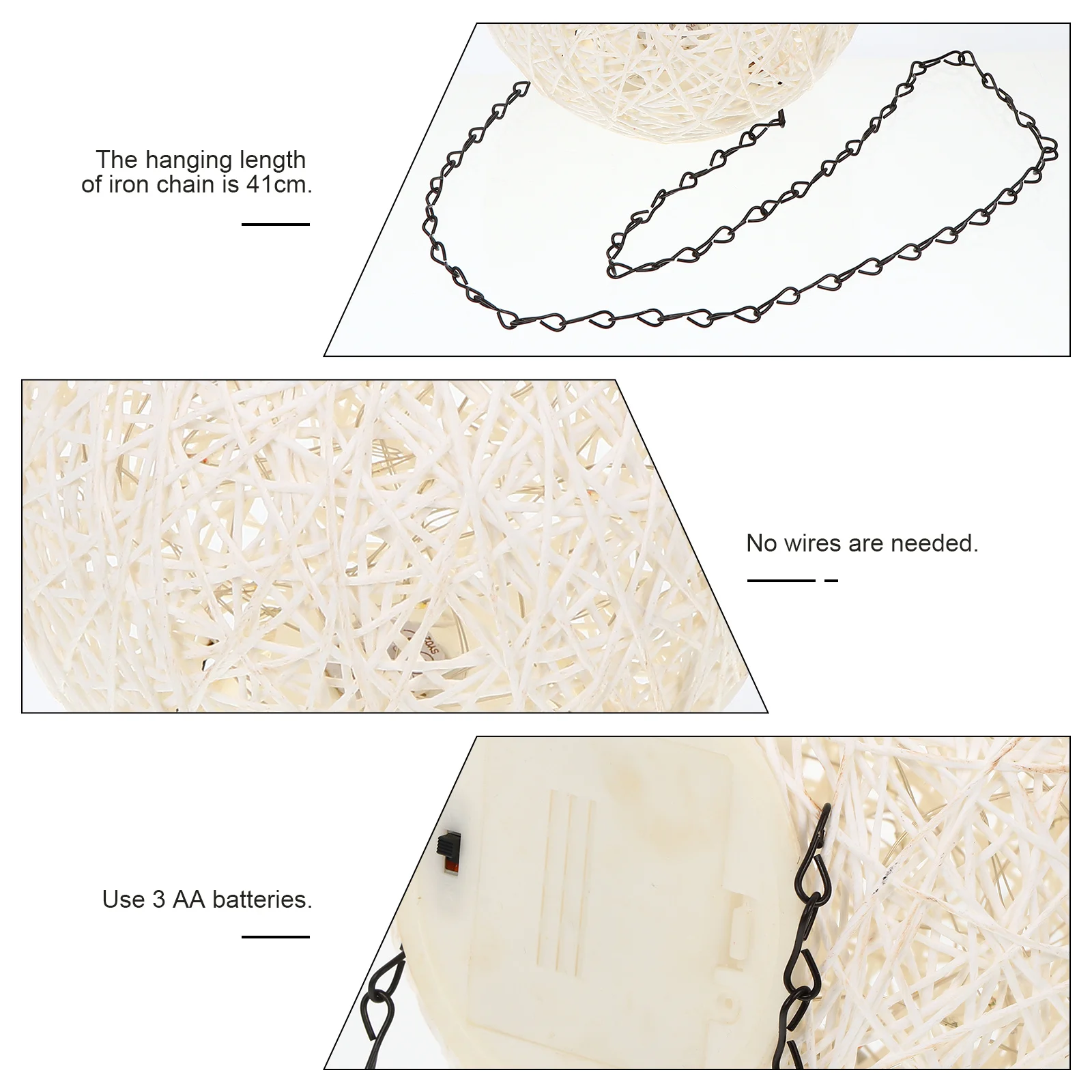 

1Pcs Rattan Ball Light Plastic Globe Pendant Lamp Sturdy Hanging Lamp Colorful Ambient Light Indoor Outdoor Garden Holiday