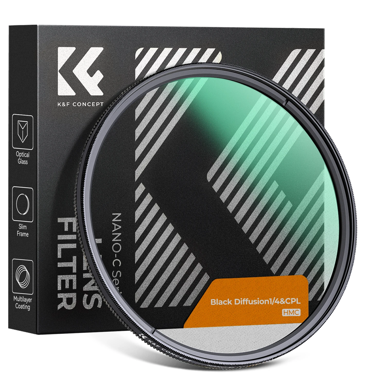 K&F Concept 2 w 1: filtr CPL i filtr rozpraszający światło 1/4, czarny, C 67mm 82mm 77mm 72mm 58mm 55mm 52mm 49mm 43mm — zdjęcie produktu 7