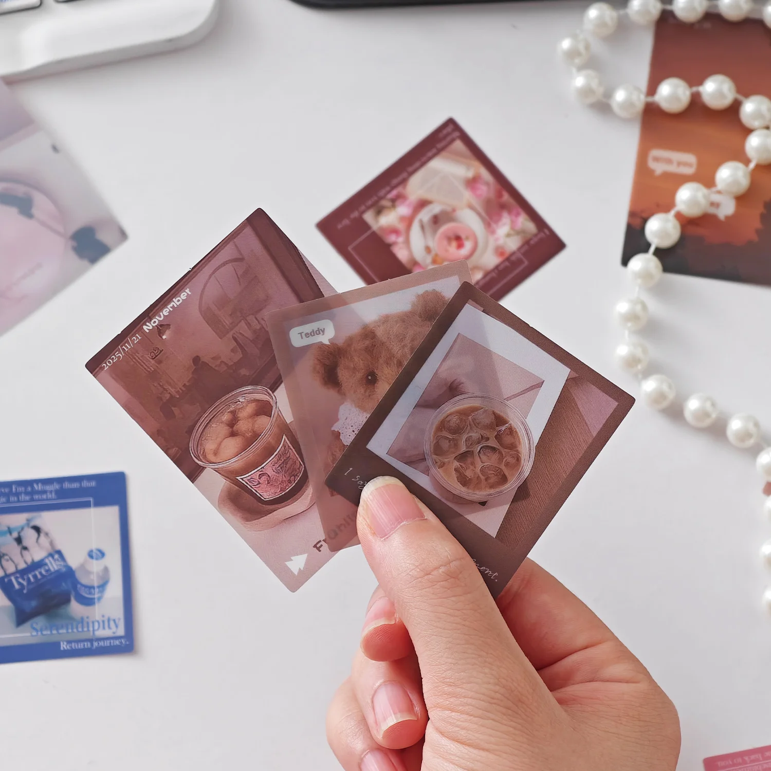 مجموعة ملصقات إنس للمناظر الطبيعية والطعام، حزمة ملصقات من البولي فينيل كلوريد على الطراز الكوري، مادة كتيب، ملصقات مواد تزيين ذاتية الصنع 40 قطعة