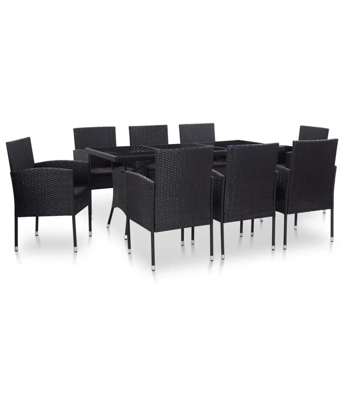 Garden sets garden furniture set 9 pieces black synthetic rattan