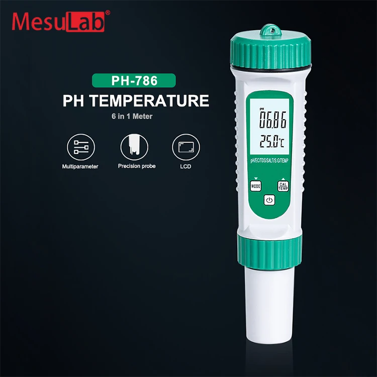 MesuLab Hot sale PH Meter  6 in 1 pH/EC/TDS/SALT/S.G/Temperature low price pen ph meter lab water quality test digital pH-786