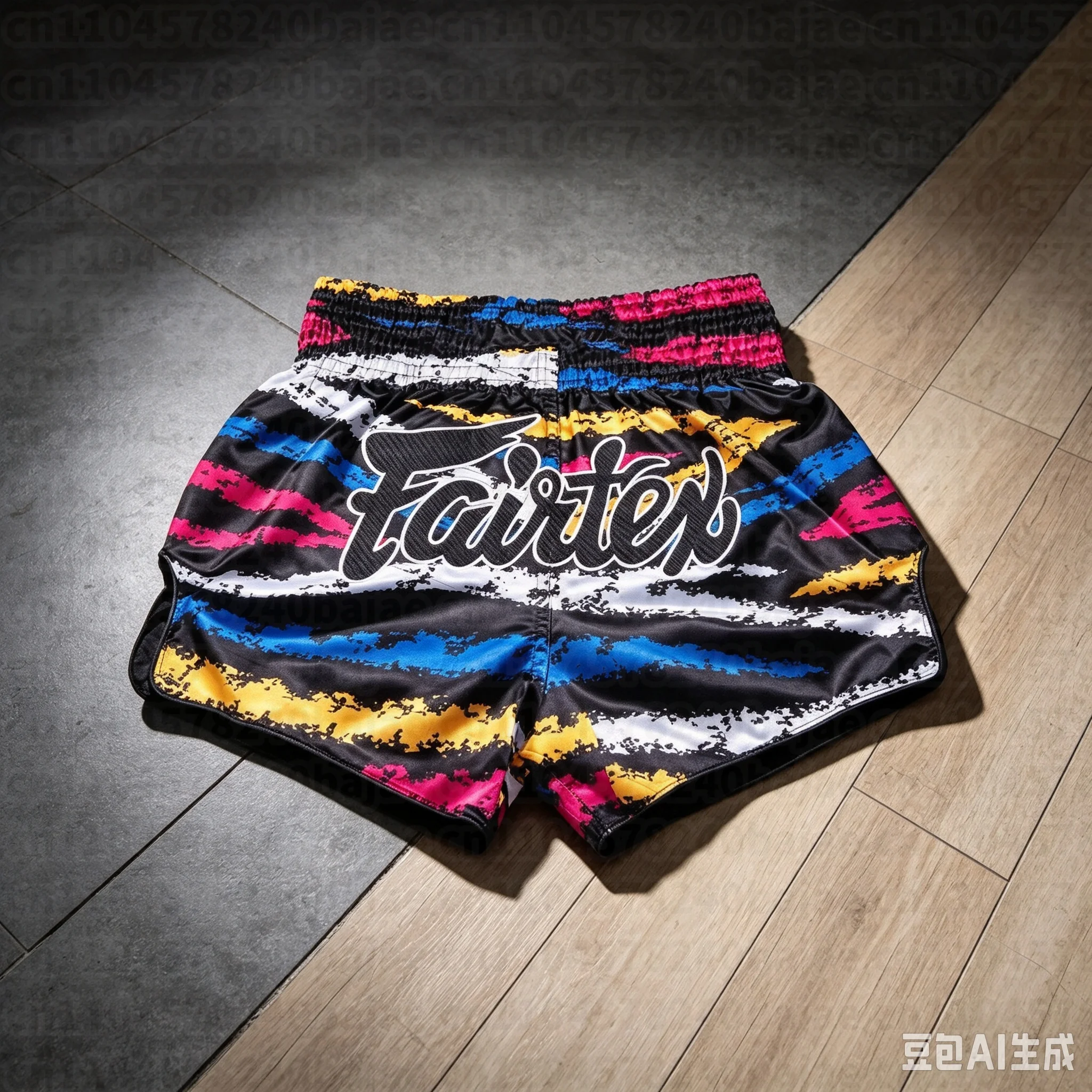 Muay Thai Shorts - BS1957 Bunte (Horizontal) Herren Sport Oversized Schnelltrocknende Achteckige Käfig-Trainingsshorts – Detail 4