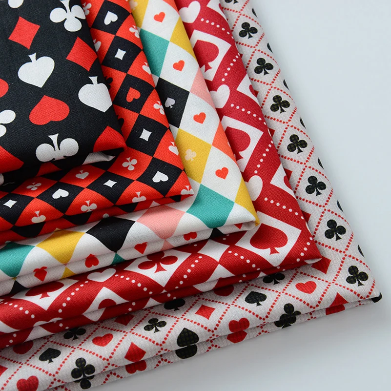 New listing Ins Poker Element Cotton Digital Printing Fabric For Sewing Handmade DIY Clothing Tablecloth Home Furniture Decor Te view 3