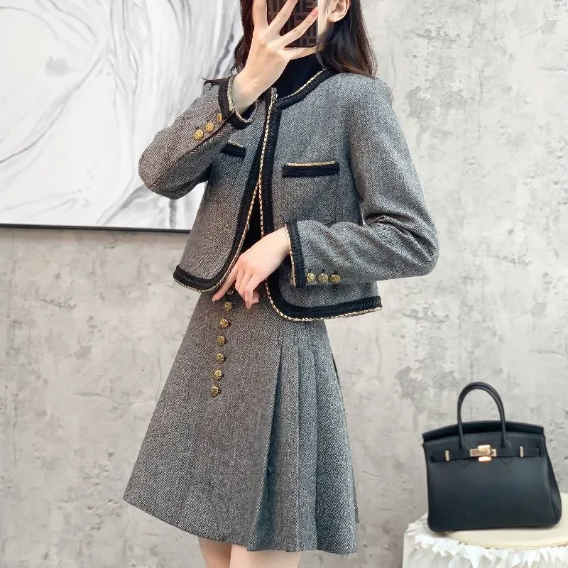 New Suit Skirt Women's Clothing 2024 Design Sense Minority Fashion Slimming Youthful-Looking Socialite Temperament Twinset