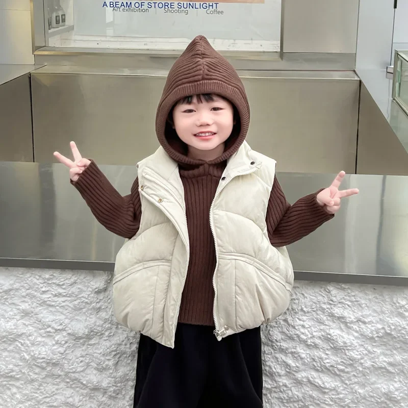 

Boys' Vest Sweater Set for Children's Winter Wear New Thickened Bread Cotton Vest Little Boys' Winter Clothes Boys Vest