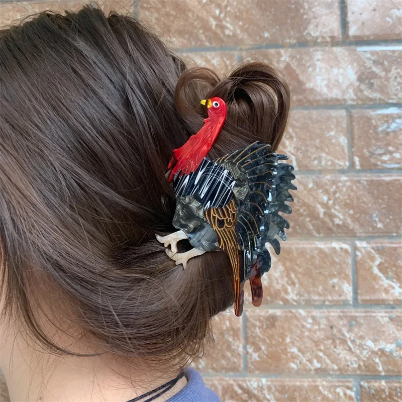 DS Acción de Gracias pavo baqueta pelo garra acetato garra Clips empalmado pollo asado cangrejo pinzas para el cabello para mujeres accesorios para el cabello