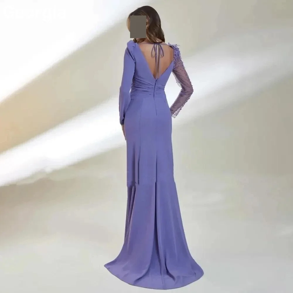 Aラインカスタマイズされたスクエアネック床長さの高級イブニングドレスマーメイドジッパーアップウェディングパーティードレスビーズVestidosデ