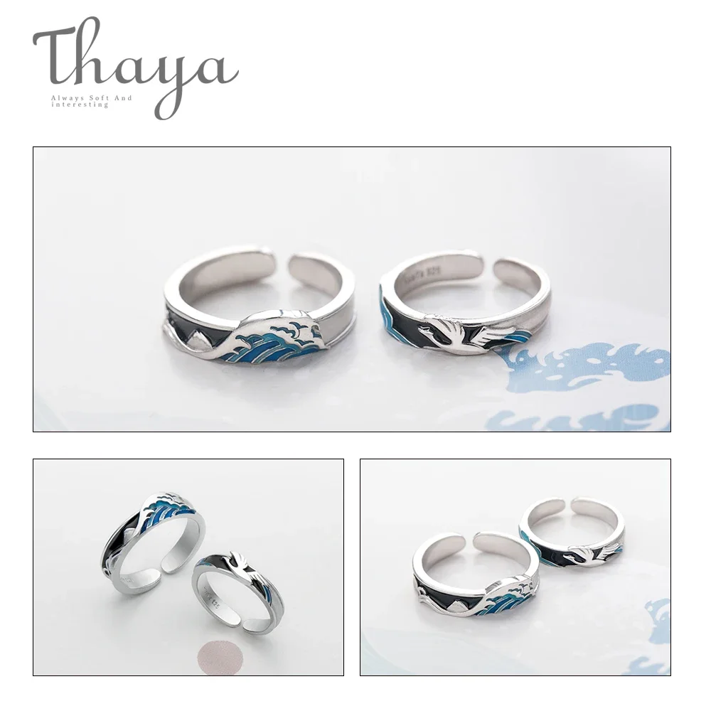 Thaya التصميم الأصلي تحلق الطيور النساء خاتم قابل للتعديل 100% S925 الفضة زوجين خواتم للنساء أنيقة غرامة مجوهرات العشاق هدية