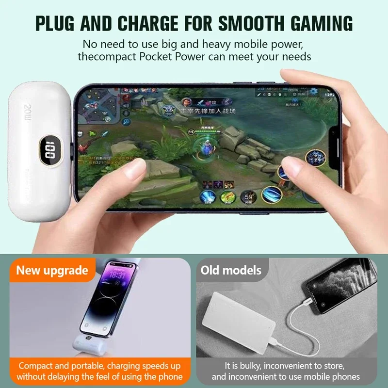 Mini Power Bank 5000mAh Fast Charge Built in Cable Emergency Start Powerbank External Battery Portable Charger For iPhone Xiaomi