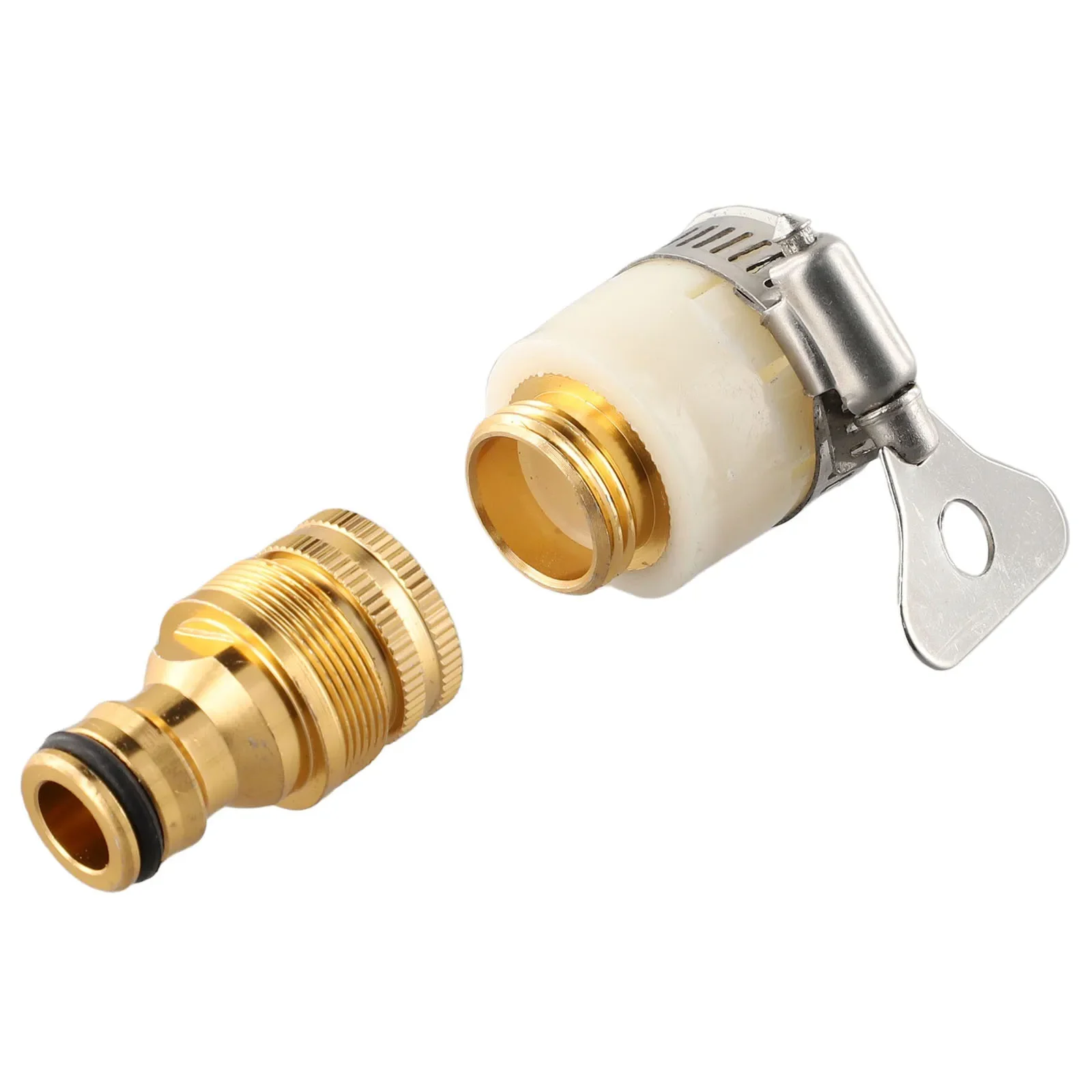 

Tap Connector Faucet Adapter Aluminium Alloy Copper Plating Washing Machines Water Hose White&Gold 1 Set 15-23mm
