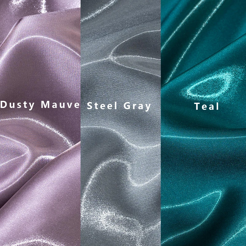 New Glossy Liquid Satin Metallic Fabric Luxury Crystal Silk Satin Wedding Dress Decoration Clothing Designer Material Textile