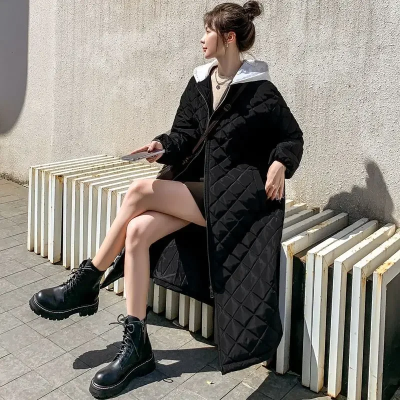 New Winter Women's Cold Coat Parkas Super Hot Coats Jackets Hooded Long Cotton Padded Jacket Oversize Loose Korean Fashion