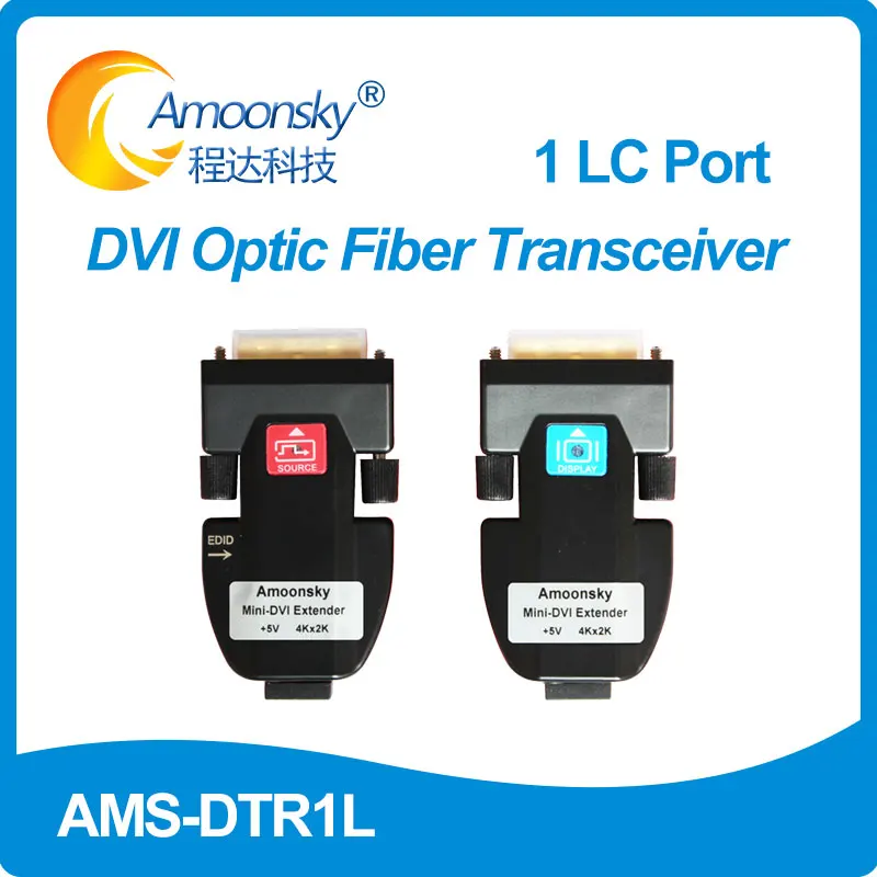 Extensor de fibra óptica mini-dvi, convertidor de transmisión de Cable óptico, AMS-DTR4L, 2L, 1 L, 2KM, 4k x 2k, 1 LC DVI