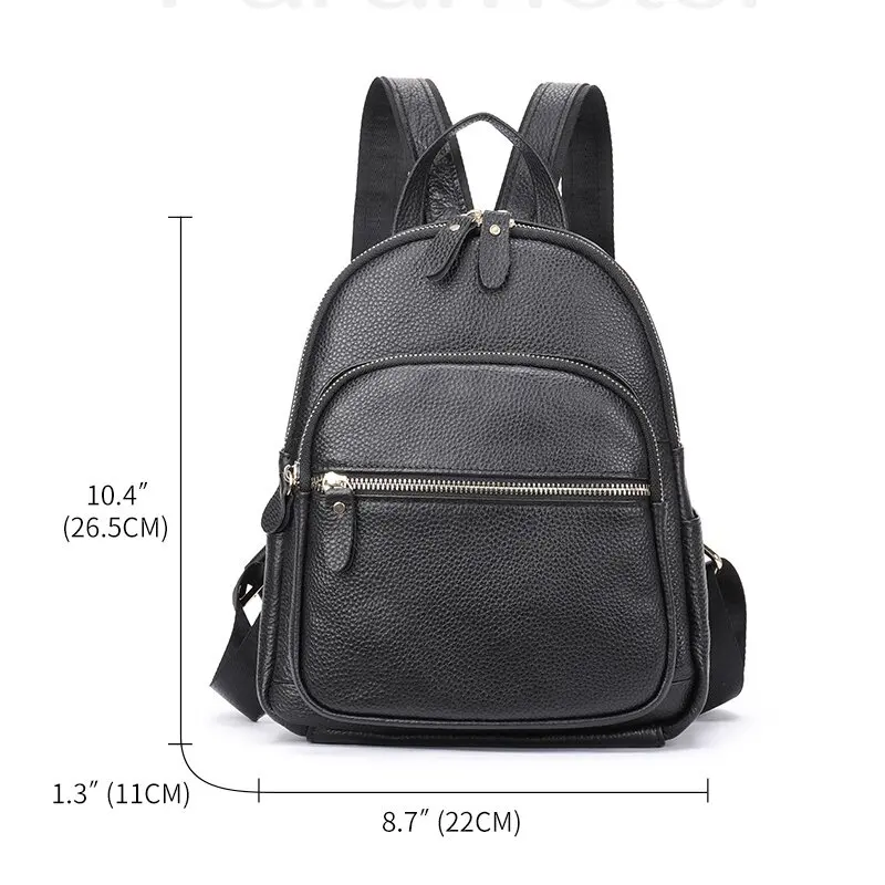 Genuine Leather Women Backpacks Natural Cowhide Small Daypacks For Girls School Bag Outdoor Traveling Commute Backpack