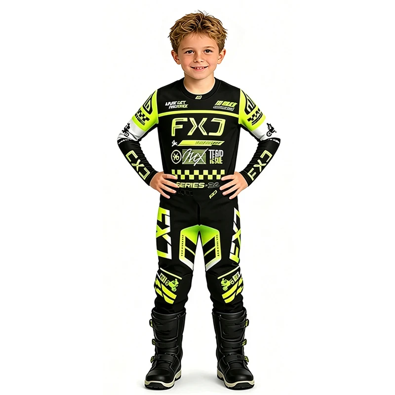 Motocross child set Motorcycle jersey and pants kids clothing big boy girl Youth mx gear set Customized Number Name racing suit