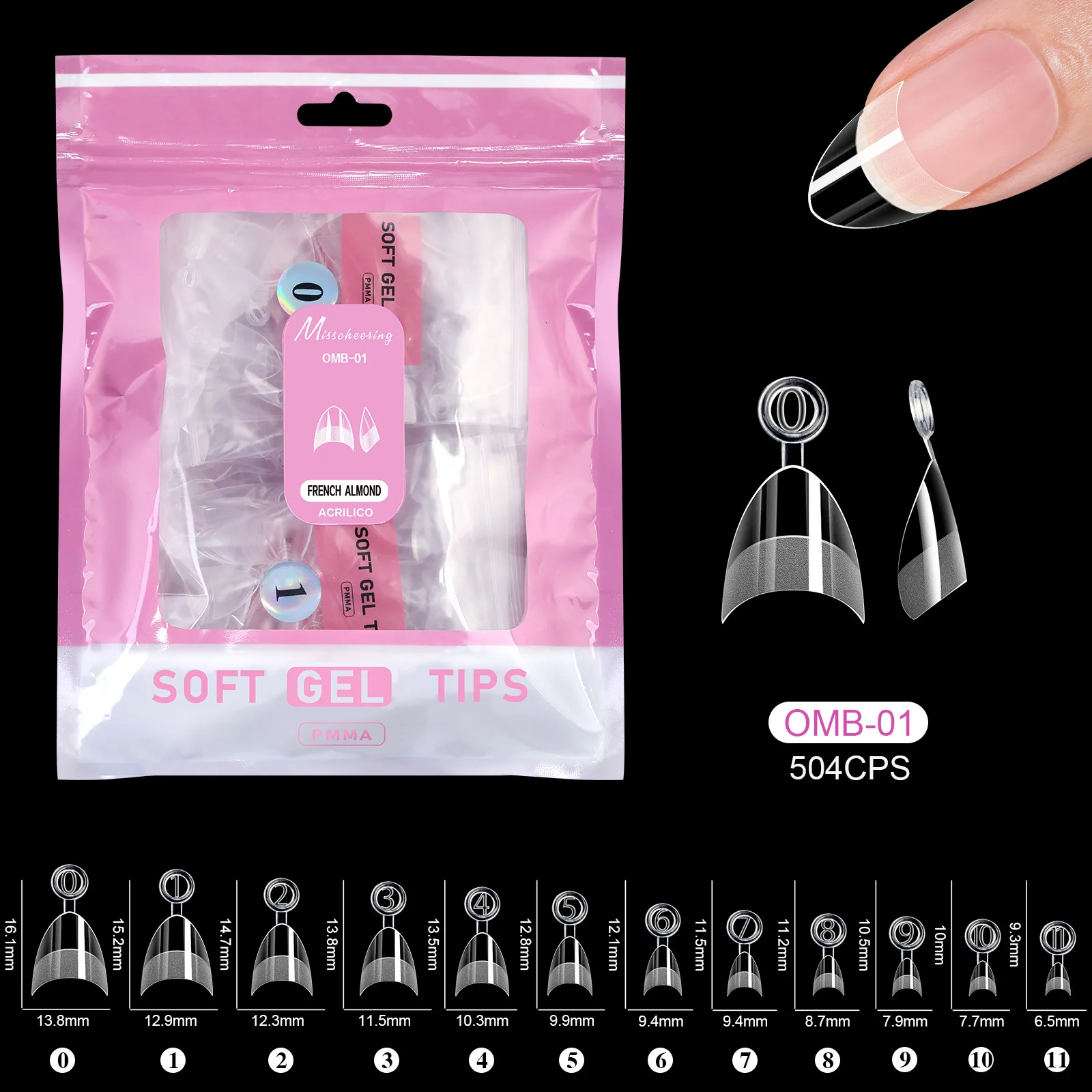 

504 шт., мягкие гелевые типсы, прозрачные накладные ногти, миндалевидные шпильки в форме балерины, гибкие наращивания ногтей с полным покрытием