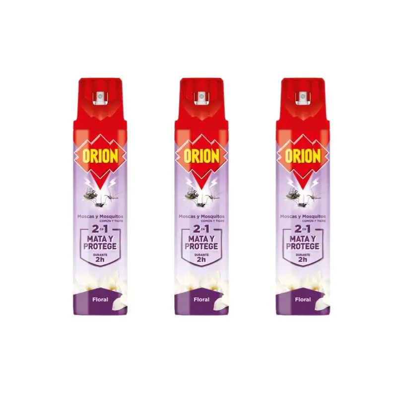 Orion Insecticida Spray Floral 600 ml – Pack Ahorro 3 x 600 ml | Eliminación Instantánea de Moscas y Mosquitos