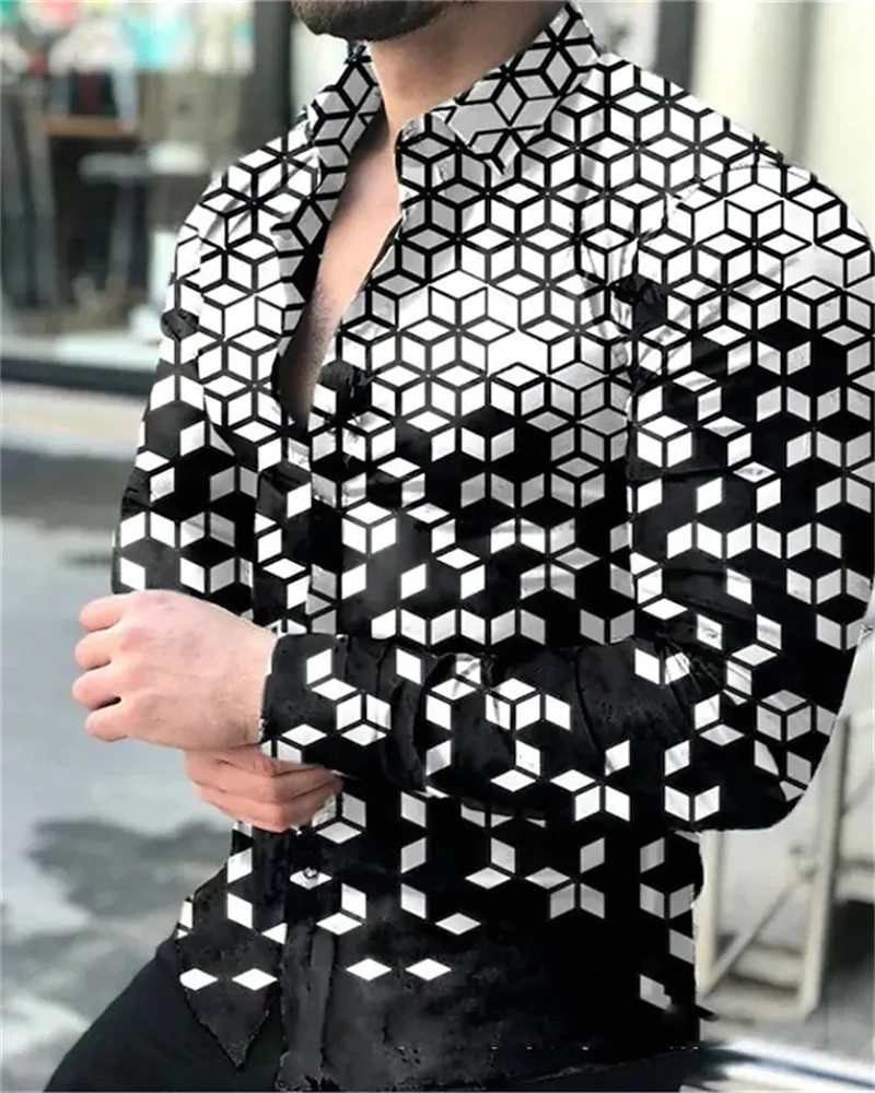 メンズ長袖シャツ,3Dプリントラペルボタン,メンズトップ,バースデーファッション,プロム,ボーイフレンド,新しいS-6XL,春と秋,2023