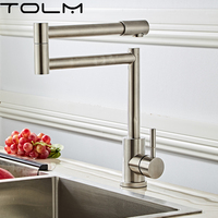 TOLM Brushed Nickel Kitchen Faucet Kitchen Sink Water Tap Single Handle Mixer Tap Sainless steel Kitchen Shower Faucet