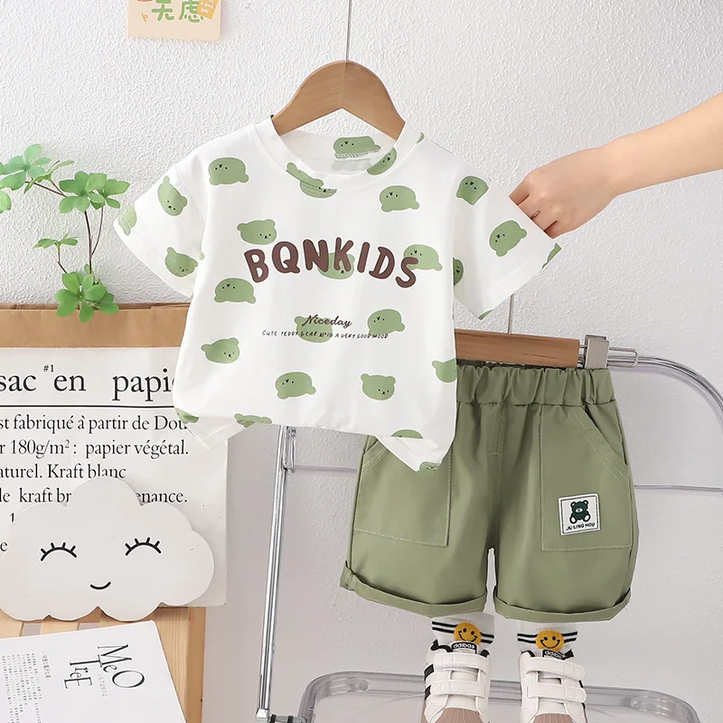 

Kids Set 2024 New Summer Baby Boy Clothes Luxury Designer Cartoon Short Sleeve T-shirts and Shorts Two Piece Infant Boys Outfit