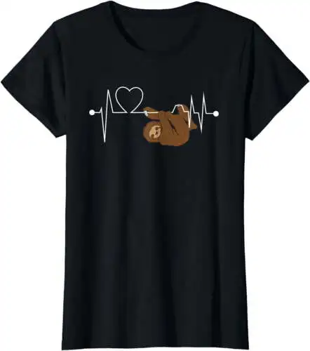 

Funny Sloth Heart Heartbeat Sloths Lover Gift Women Girls T-Shirt