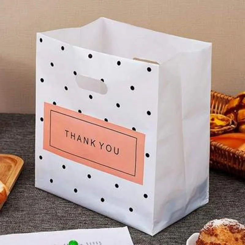 50pc Thank You Plastic Gift Bags Storage Shopping Bags with Handle Christmas Wedding Party Favor Bag Candy Cake Wrapping Bags