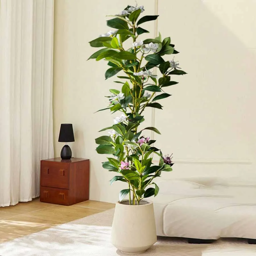 80/120cm Tropical Artificial Ficus Large Banyan Plants Plastic Fiddle Fig Tree Branch Faux Magnolia Tree For Home Garden Decor