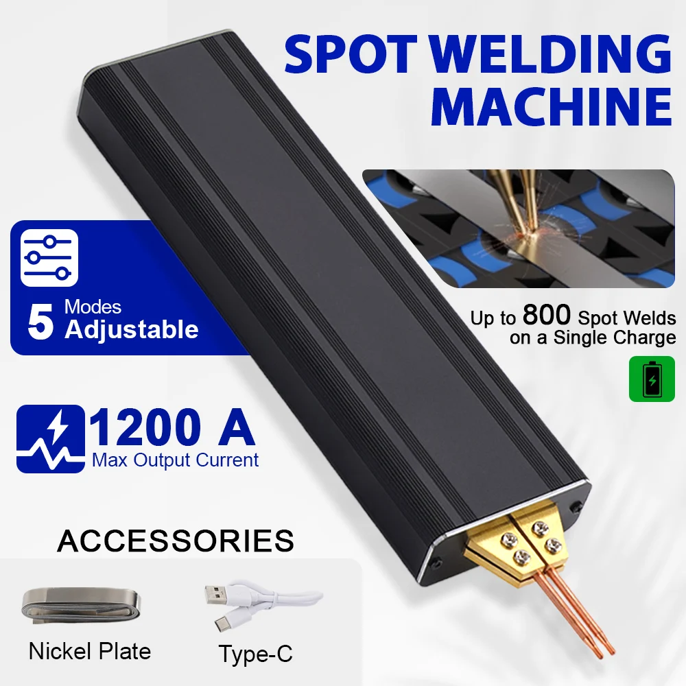 Tragbare Handheld Batterie Punktschweißmaschine 18650 Lithium Batterie Nickelblech Punktschweißgerät Aluminium Schweißkopf