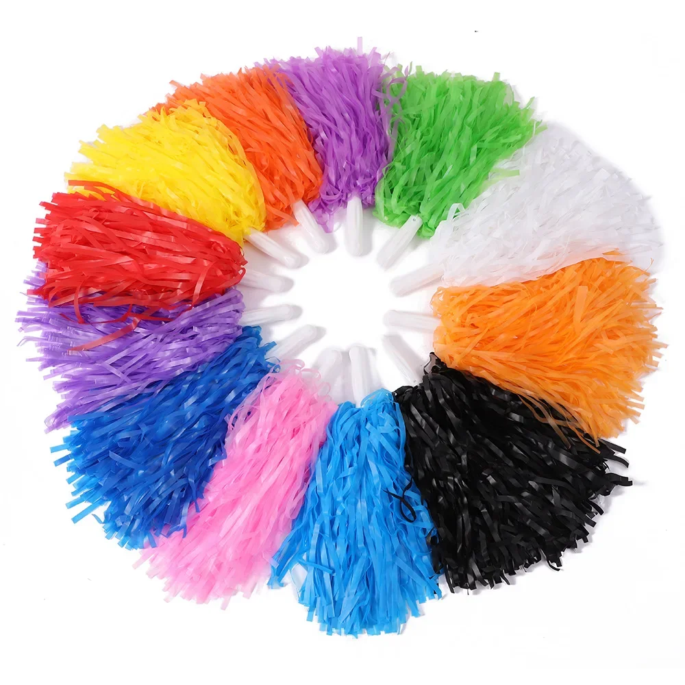 2 Pieces Plastic Cheerleader Pom Ppom Girl Cheer Refueling Props Cheerleading Pompon Pompoms  NonFading plastic hand flowers