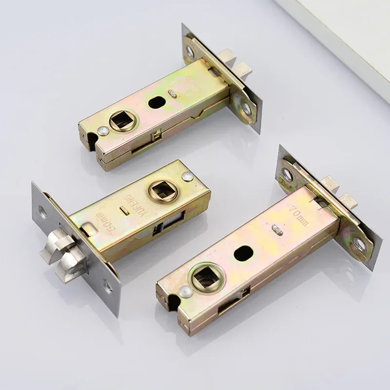 Stainless Steel Invisible Door Lock Pull Ring Square Tongue Lock Bathroom Partition Wooden Door Concealed Lock Core