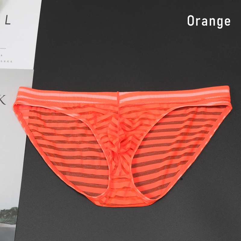 Men Low Waist Ultra-Thin Transparent Mesh Bulge Pouch Underpants Breathable Cool Summer Ice Silk Underwear Boxer Briefs Panties