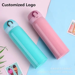 DIY Women Vacuum Water Bottles 450ML Cute Style Safety 304 Stainless Steel Girls Students Gift Drinking Coffee Cup Customized