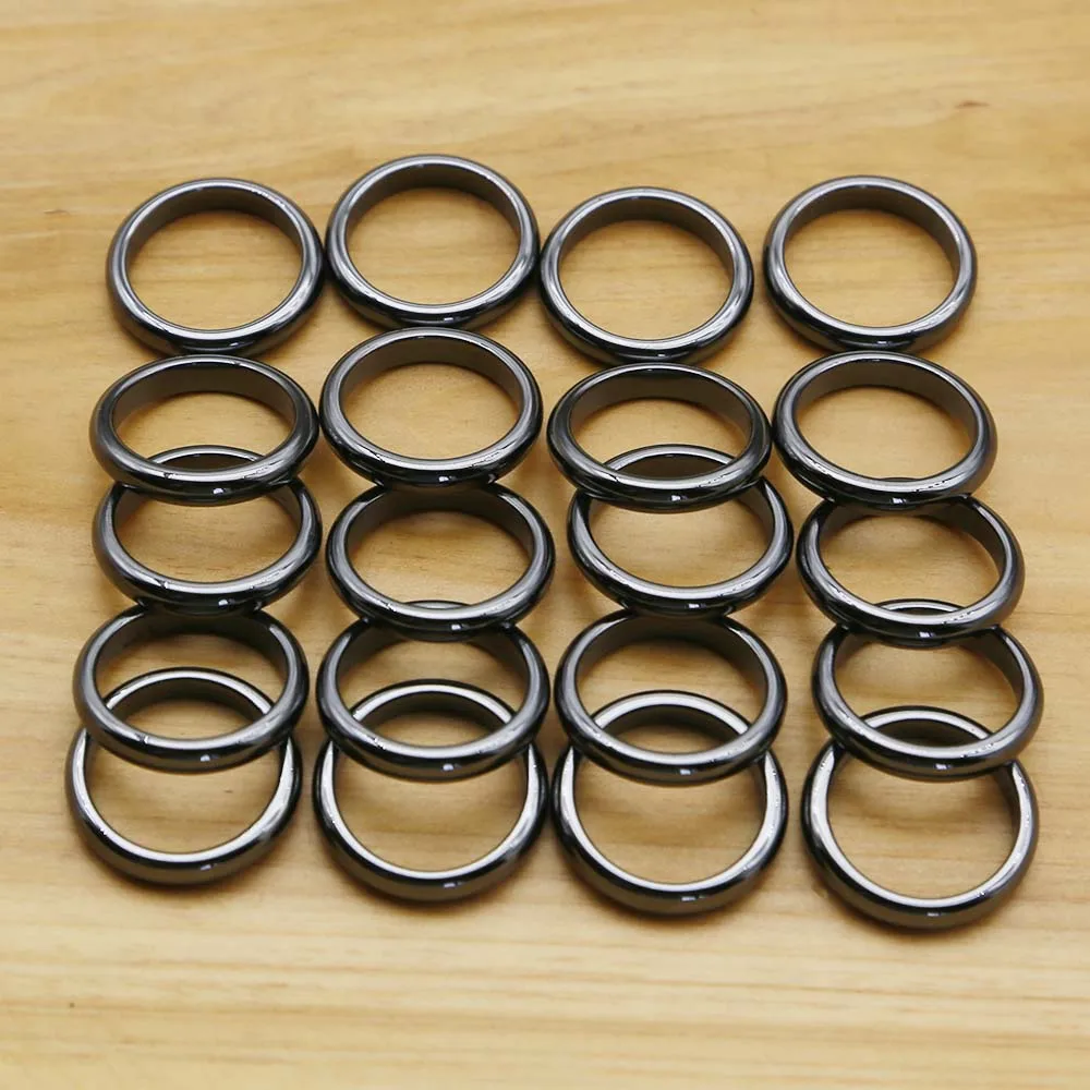 

Free Shipping 2023 New 4mm Black Gallstone Hematite Ring For Men And Women Circular Non-magnetic Jewelry Gifts Wholesale 30Pc/Lo