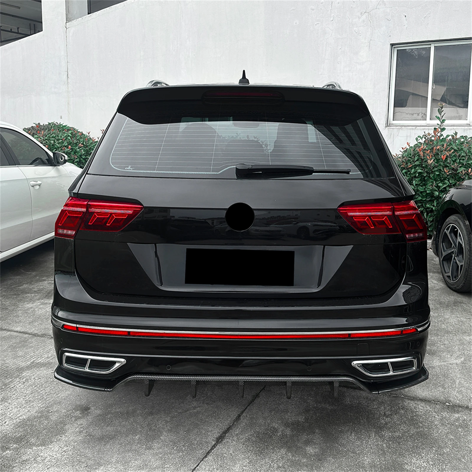 Für Volkswagen VW Tiguan MK2.5 R Line Rline 2021-2023 Heckdiffusor Carbon-Optik/Hochglanz Schwarz Spoiler Splitter