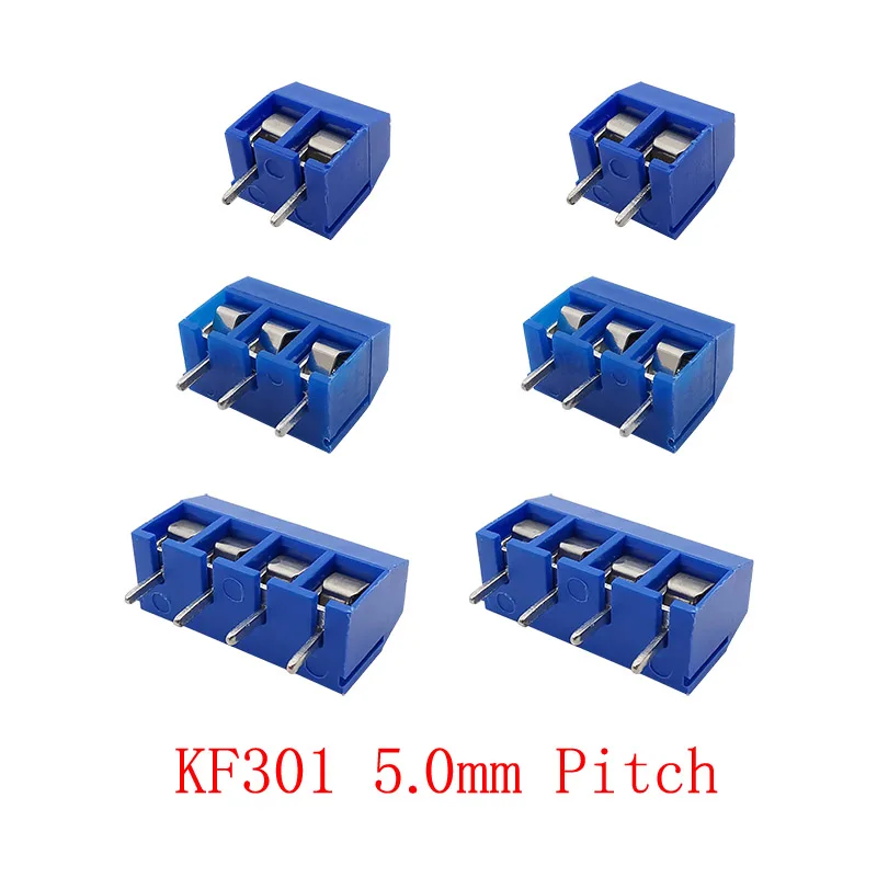 KF301 Pitch 5.0mm PCB Screw Terminal Block Connectors Straight 2/3/4 Pin Screw PCB Terminal Block Spliceable Plug Wire Connector