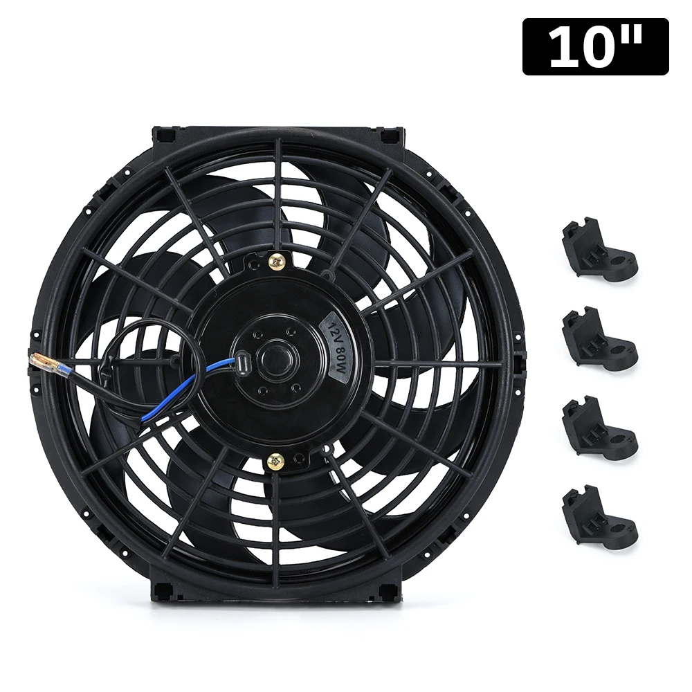 7 9 10 12 13 14 Inch Universele 12V 80W Slanke Omkeerbare Black Blade Elektrische Koeling Radiator Auto fan Montage Kit