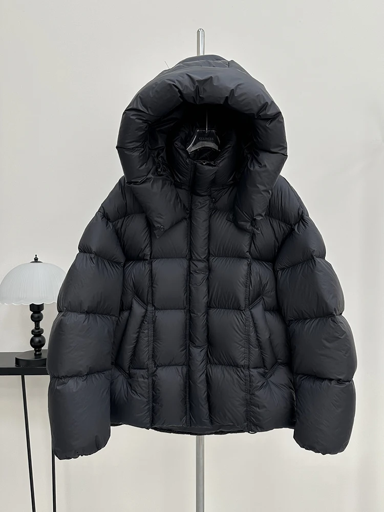 Winter Puff Dicke Abnehmbare Kapuze Unten Jacke Frauen Weiße Ente Unten Zipper Parker Outwears Weibliche Feste Warme Tasche Jacken