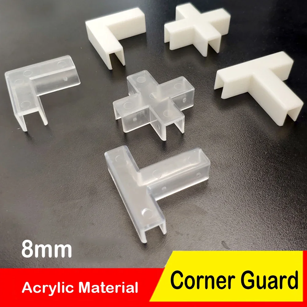 8mm I.D Acrylic Protect Horn Corner Guard Bottom L Cross T Type Protective Angle Prevent Collision Glass Aquarium Fish Tank