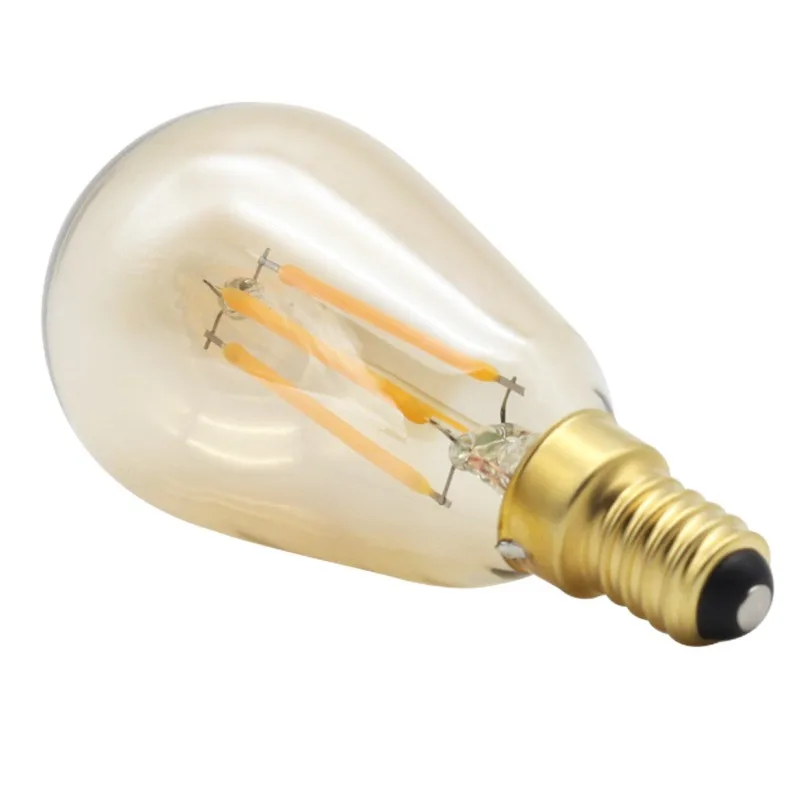 Lámpara de filamento LED ST45, Bombilla Edison antigua, fuente de luz de cristal, oro, 220V, 4W, E14, Boca de tornillo pequeña