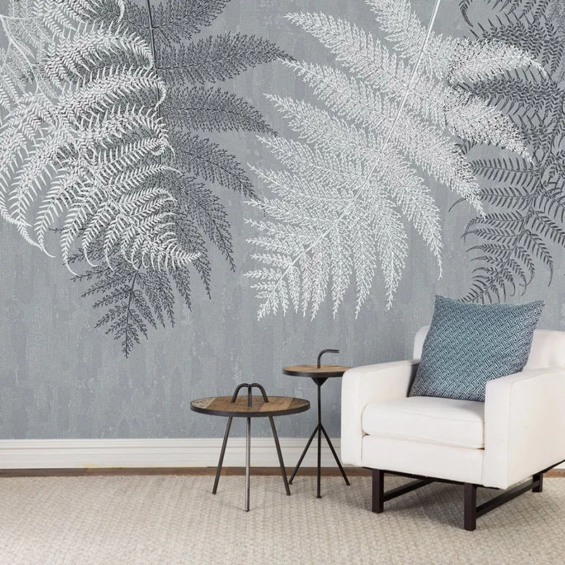 

Custom 3D Wall Murals Wallpaper Grey Abstract Leaves Modern Dining Room Living Room Sofa Bedroom Background Wall Art Photo Mural