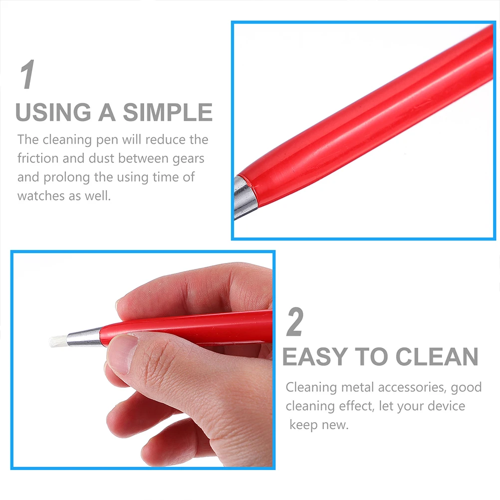 

2pcs Fiberglass Pen Clock Sweeping Brush Red Drilling Cleaning Tool Watch Polishing Jewelry Rings Repair Glass Tip Durability