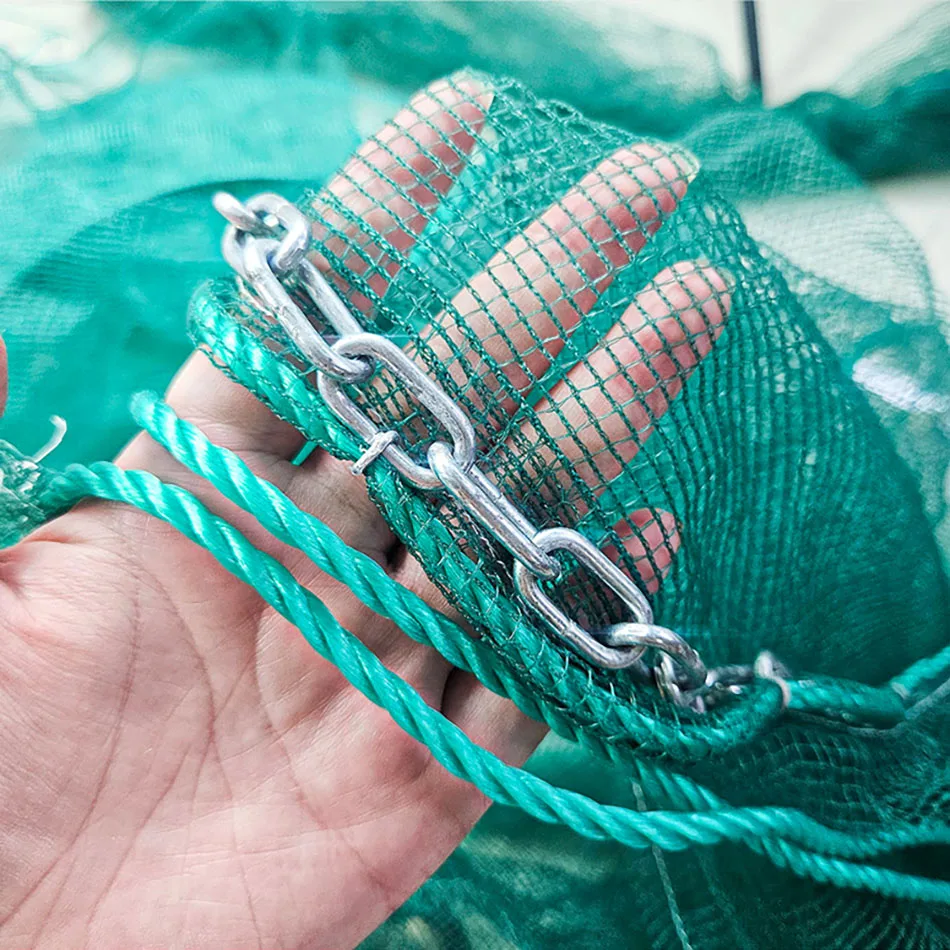 Krabbenfalle, Garnelenfalle, Garnelennetz, Fischfalle, Hummerfalle, Minnowfalle, zusammenklappbares tragbares Netz, Krabbe mit Schwimmer und robuster Kette – Detail 8