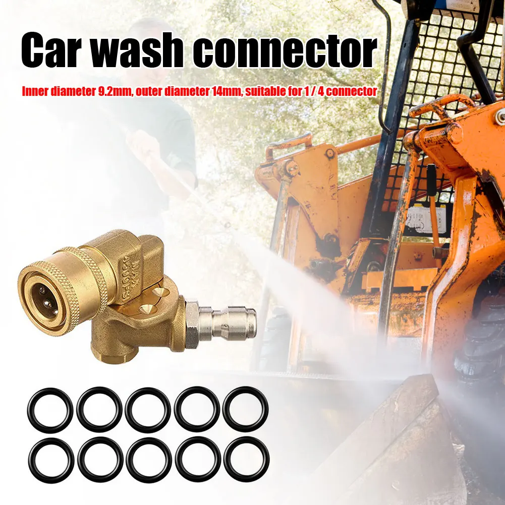 Quick Connection Pressure Washer Attachment Copper 1/4 Inch Insert Nozzle +10pcs O-Rings 180 Degree 5 Angles for Pressure Washer