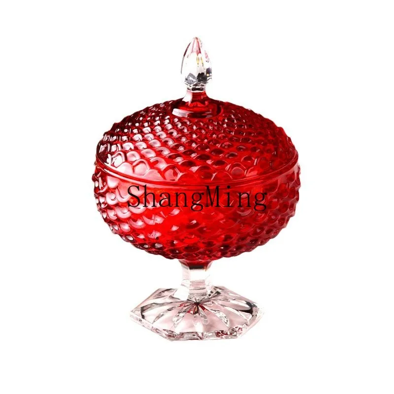 DSA Red Thickened Crystal Candy Dried Fruit Jar Lid Storage Jar Household Storage Jar