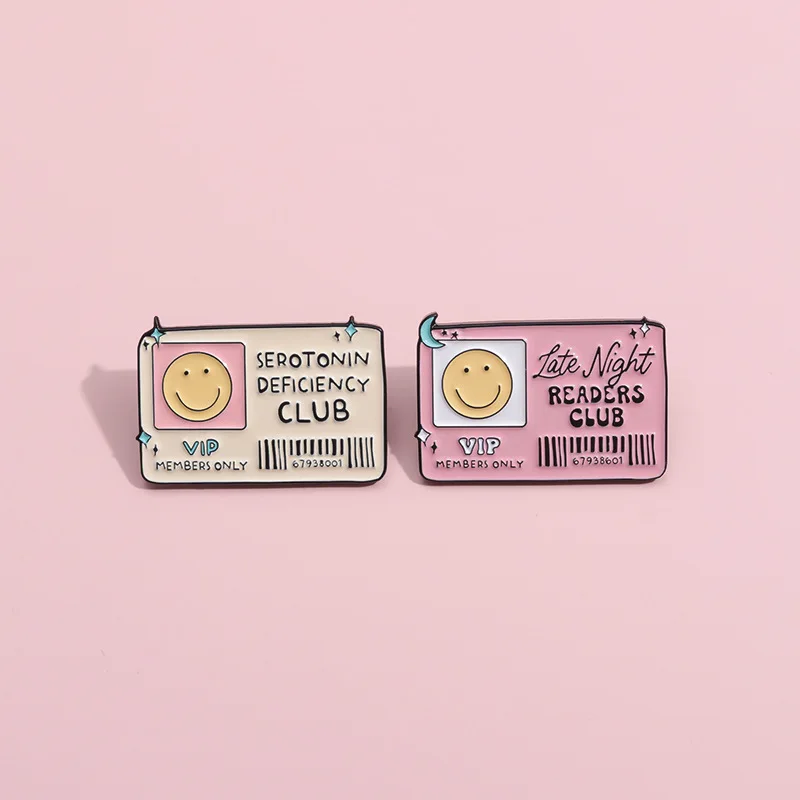 Members Enamel Pins Custom Late Night Readers Club Brooches Lapel Badges Business Card Funny Jewelry Gift for Friends